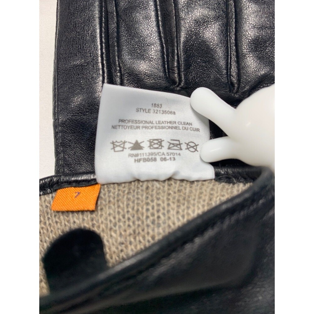 Tory Burch Black Leather Bow Gloves Cashmere Lined Size 7 Medium 32135068 - Picture 6 of 6